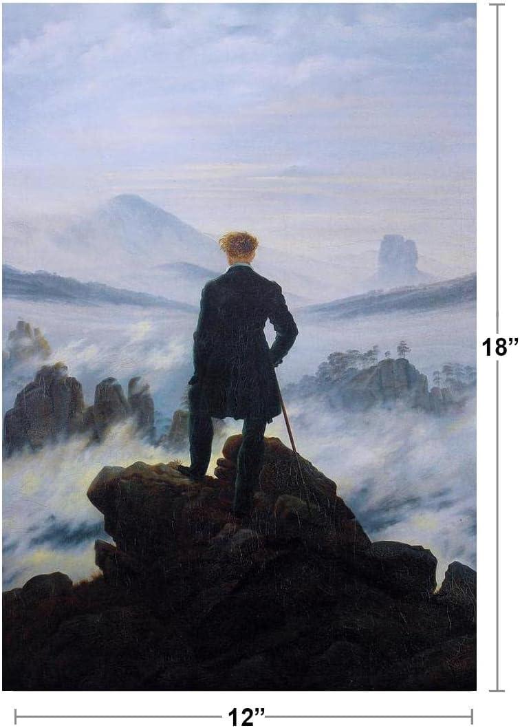 Wanderer Above The Sea of Fog 1818 by Caspar David Friedrich Museum Art Print Poster Classy Classic Vintage Retro Aesthetic Modern Wall Decor Picture Bedroom Cool Wall Art Print Poster 12x18