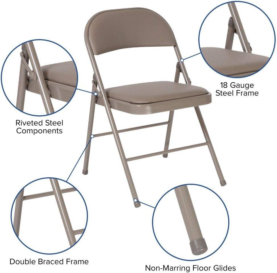 Hercules Series Double Braced Gray Vinyl Metal Folding Chair - 4 Pack