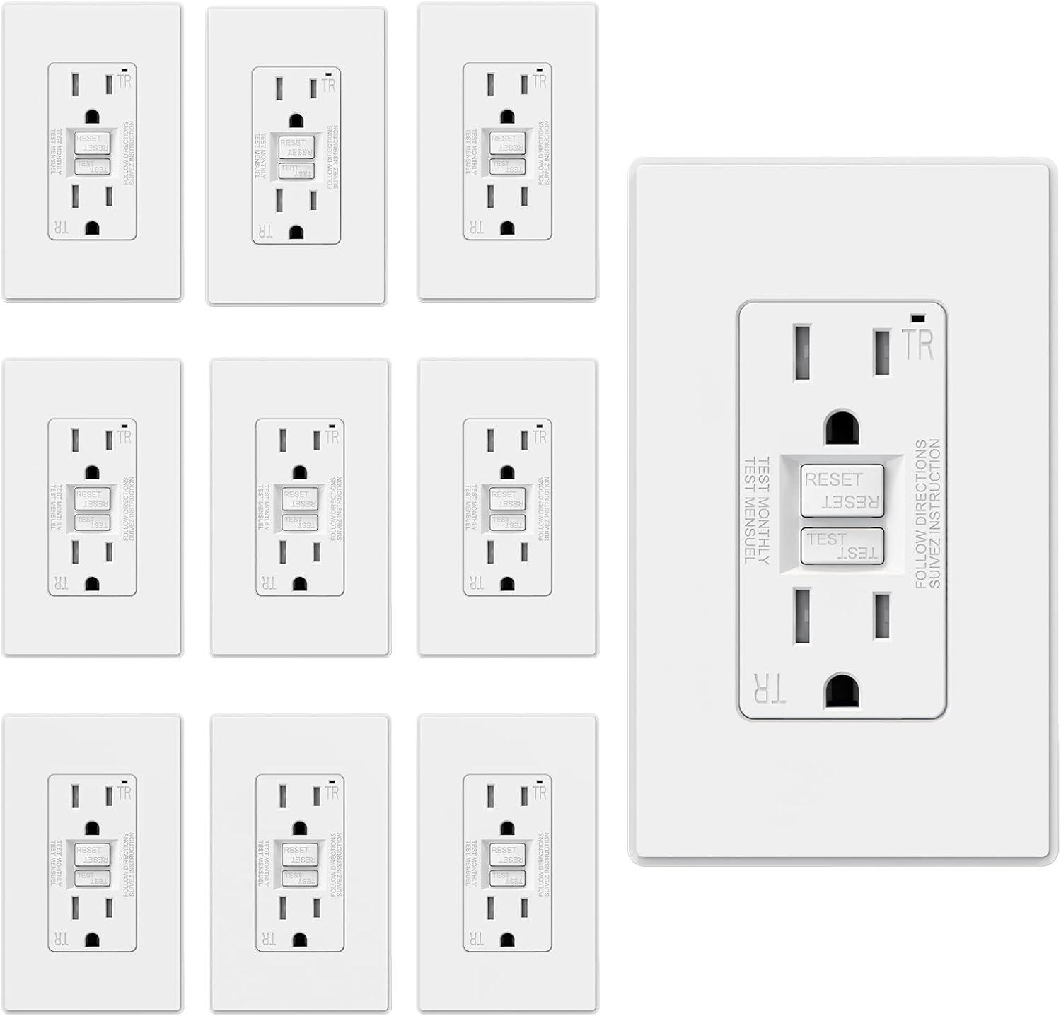 15amp Weather Resistant GFCI Outlet, Tamper Resistant GFI Receptacle with LED Indicator, Decor Wall Plate and Screws Included, ETL Certified, White 4 Pack