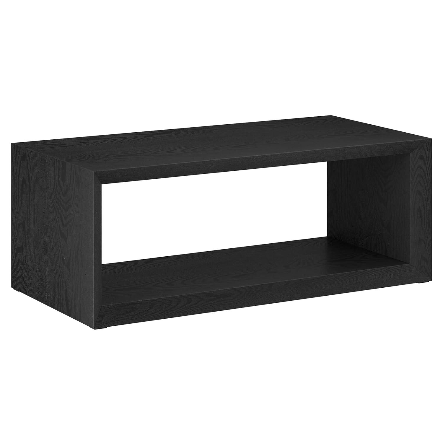 Evelyn&Zoe Osmond Easy Assembly Medium Density Fiberboard Coffee Table, Black Grain