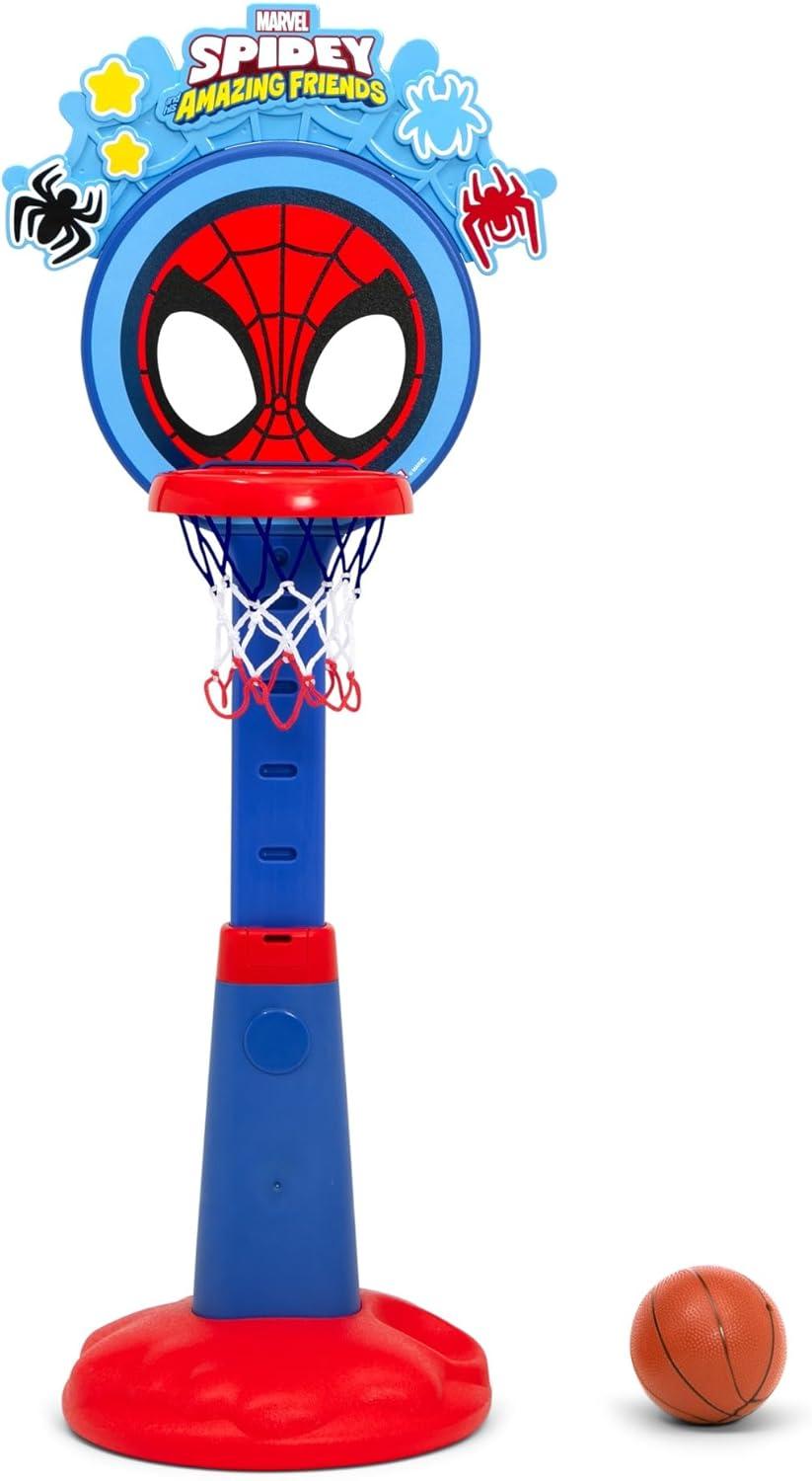 Spidey and His Amazing Friends Plastic Basketball Set by Delta Children – Includes Basketball Hoop, 1 Basketball and Ball Pump