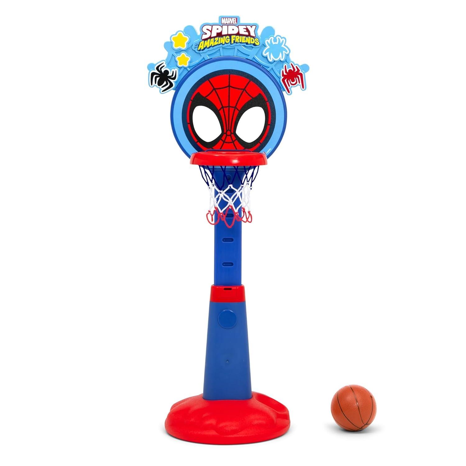 Spidey and His Amazing Friends Plastic Basketball Set by Delta Children – Includes Basketball Hoop, 1 Basketball and Ball Pump