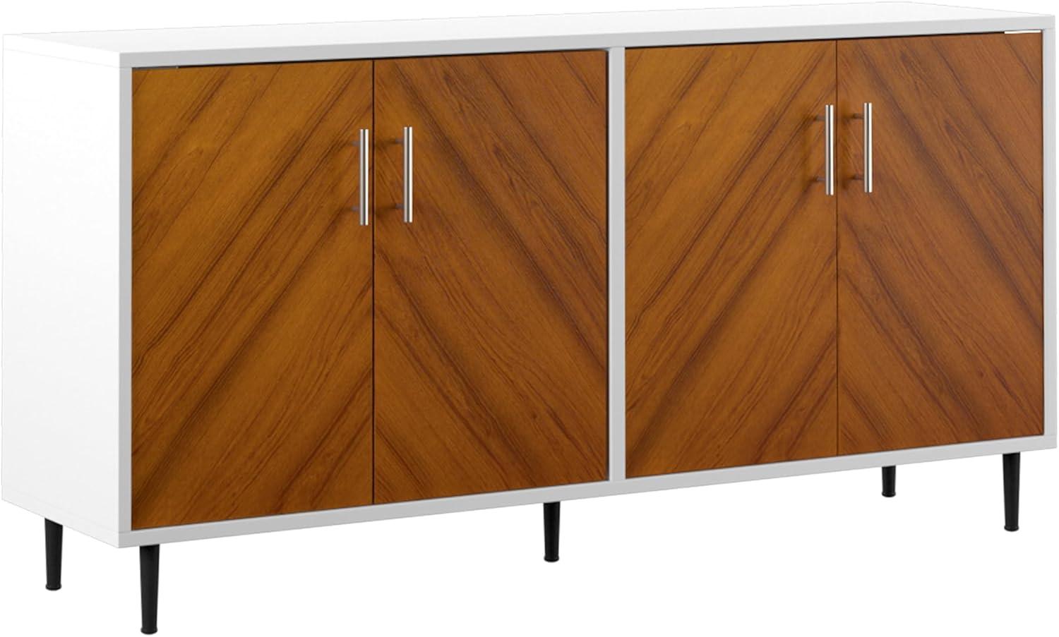 Walker Edison Margot Mid-Century Book Match Dual Cabinet Buffet