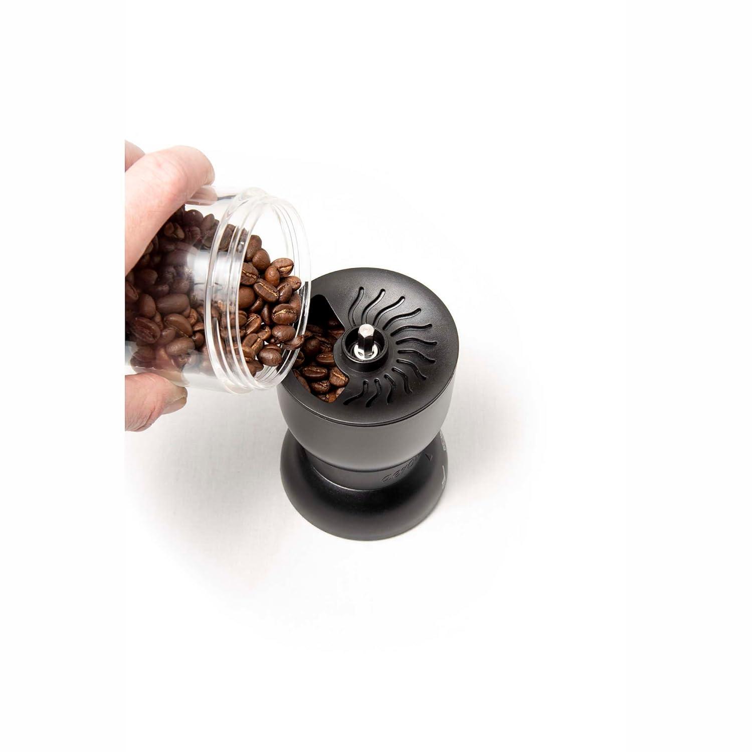 Black and Clear Manual Burr Coffee Grinder with Adjustable Ceramic Mechanism