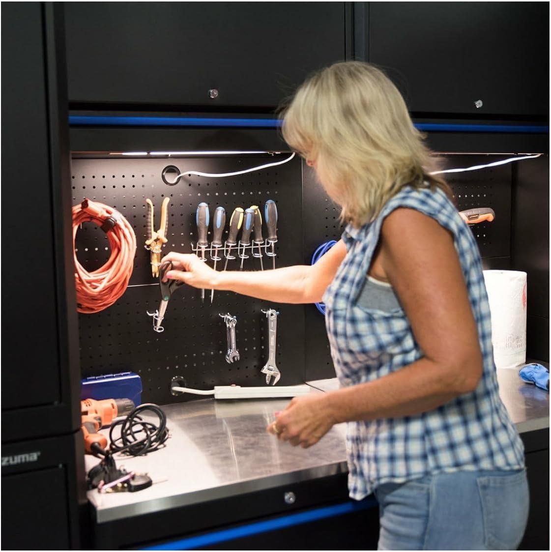Montezuma Metal Pegboard Back Wall (with Posts) for Garage Organization Cabinets