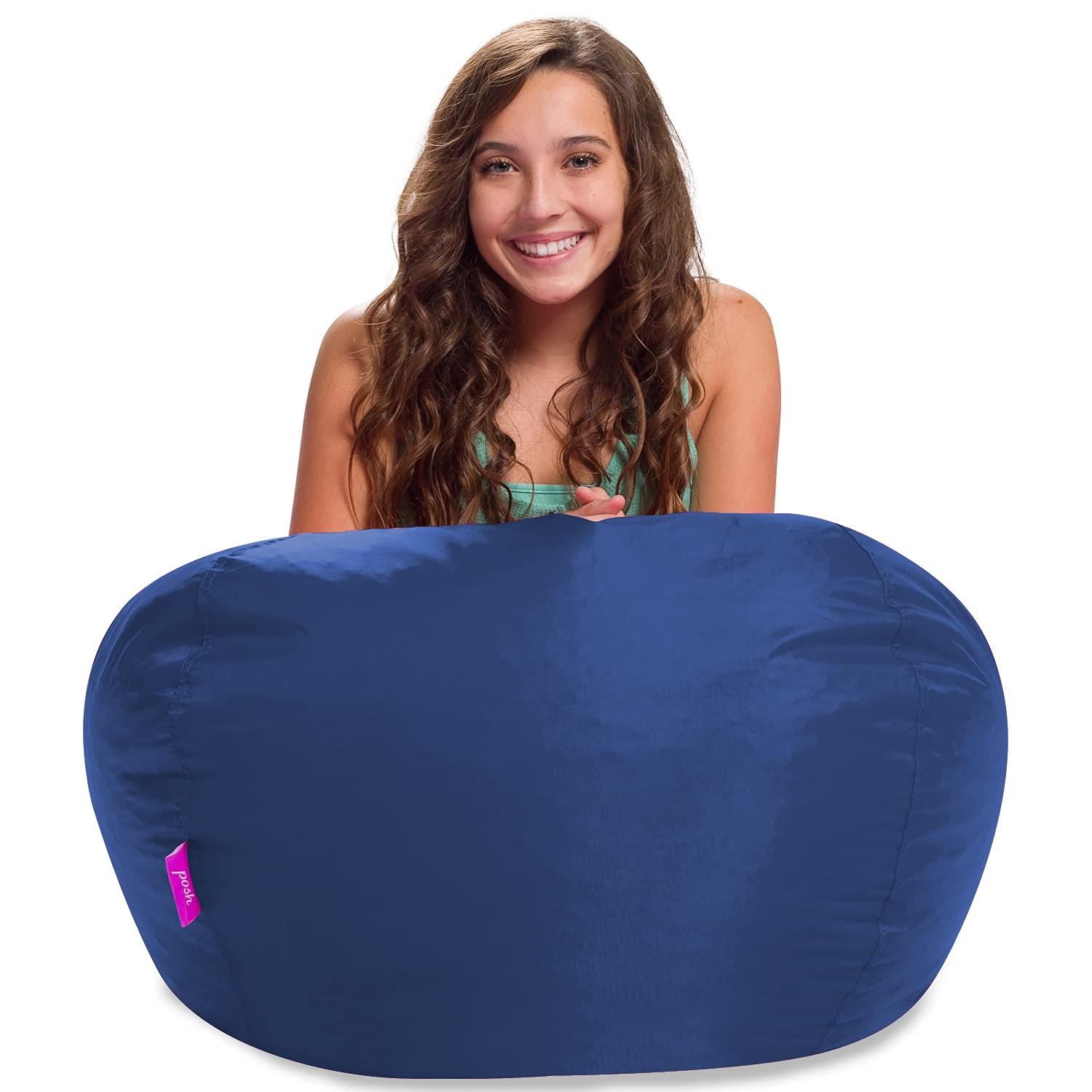 Posh Creations Classic Bean Bag Chair, Bean Bag Lounger, Kids, 2.5 ft, Navy