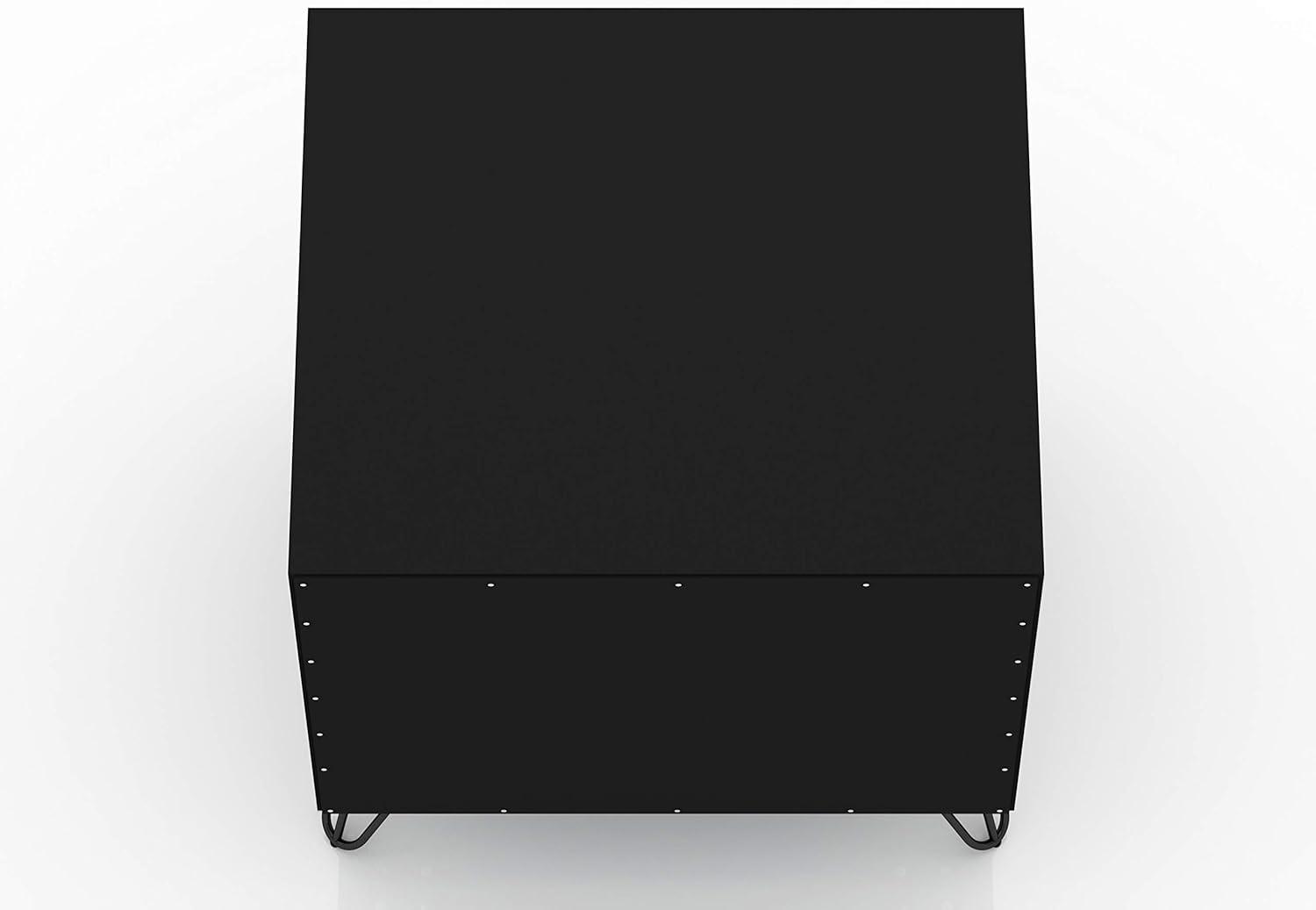 2.0 Rockefeller Nightstand Black - Manhattan Comfort: Modern Bedside Table with Metal Legs & Storage