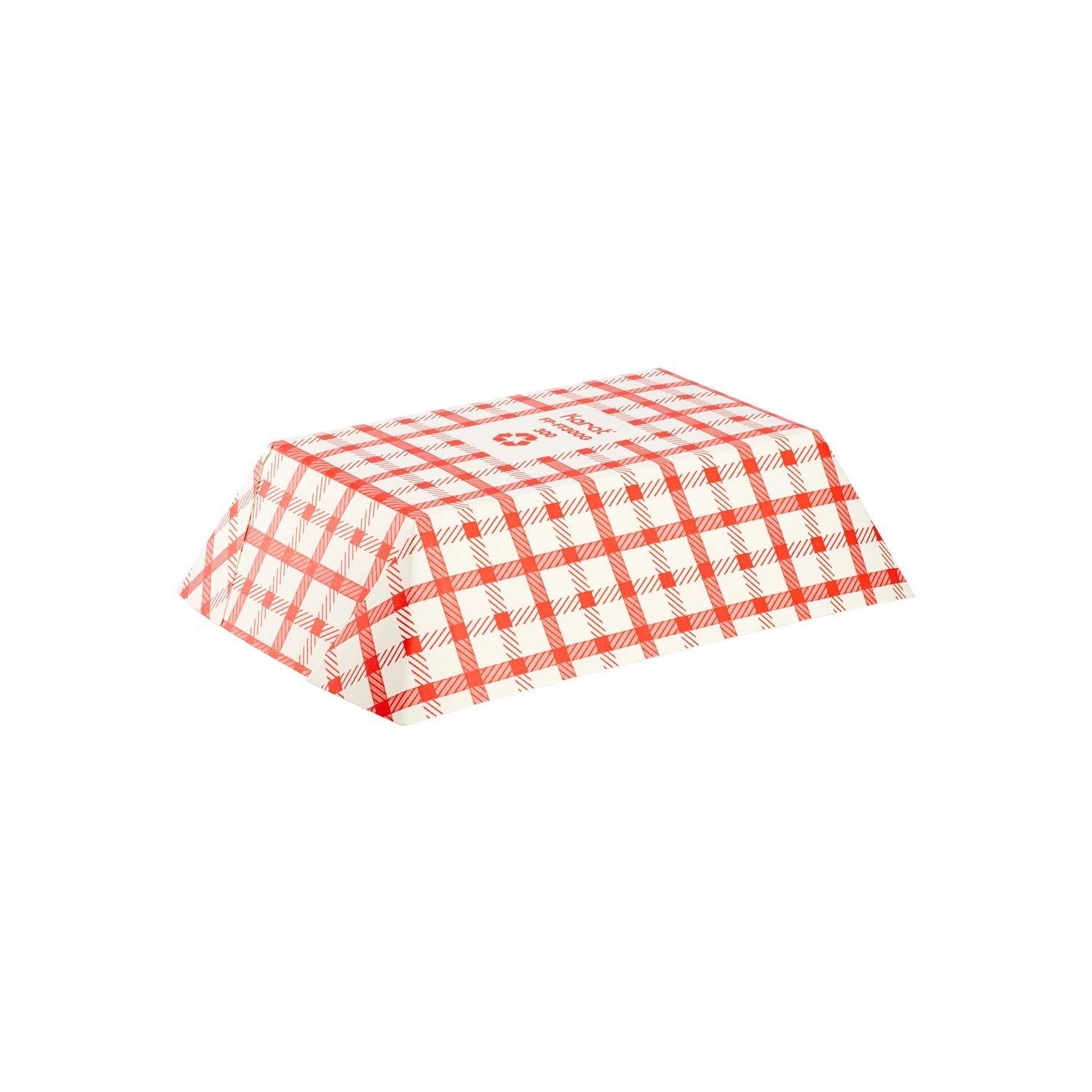 Karat [3 lb - 500 Pack] Paper Food Boat, White and Red Nacho Tray (FP-FT300G)