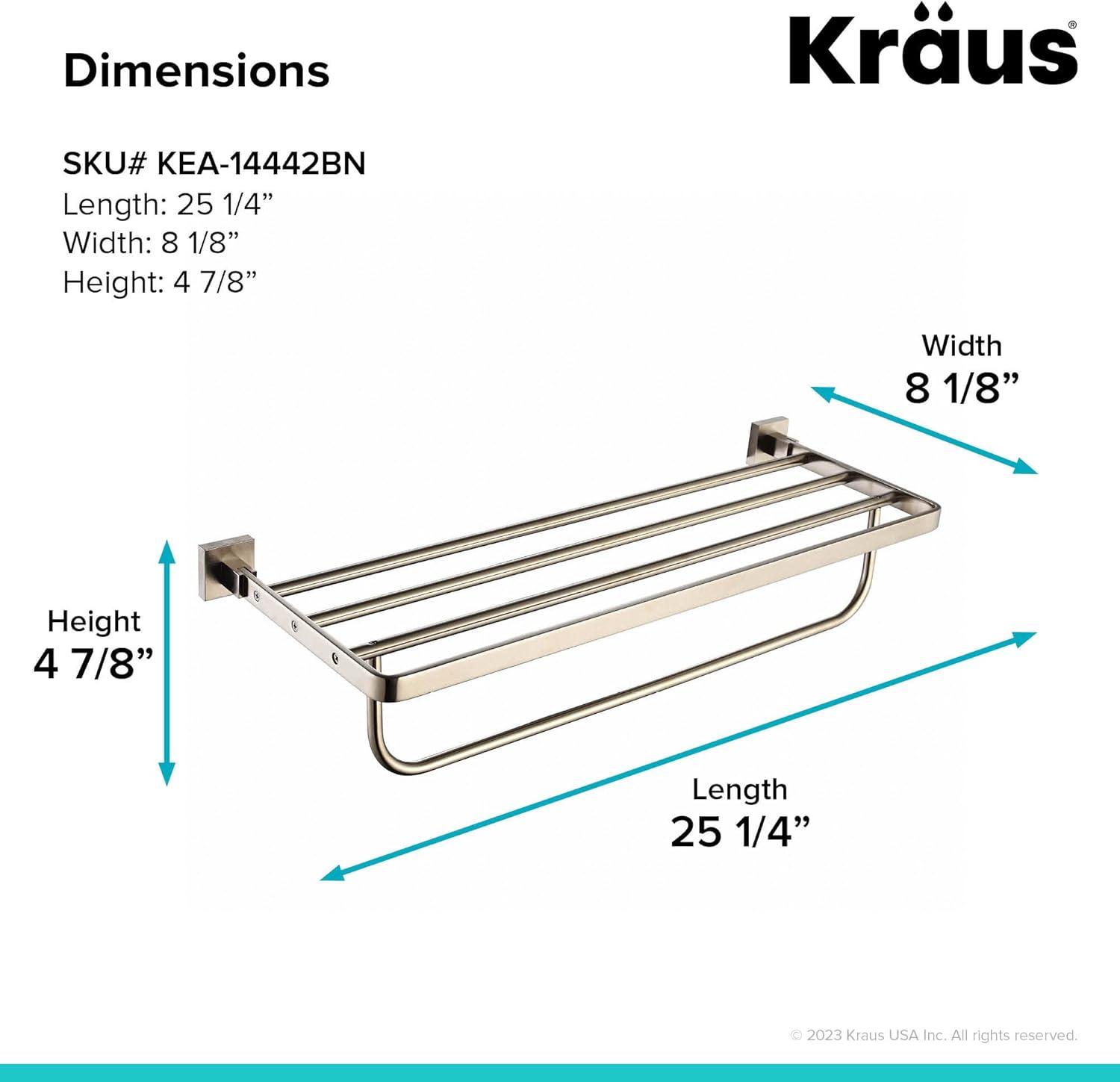 KRAUS Bathroom Accessories - Bath Towel Rack with Towel Bar in Brushed Nickel