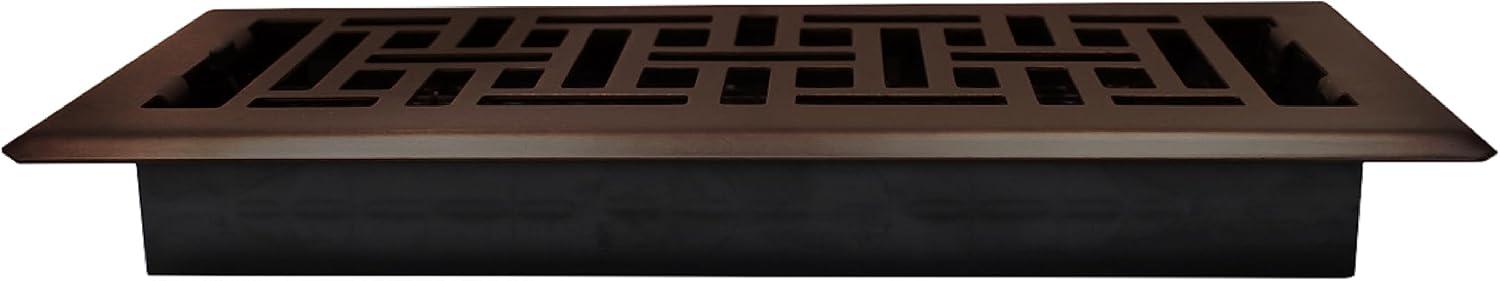 Decor Grates 4" x 10" Oriental Design Steel Plated Rubbed Bronze Floor Register