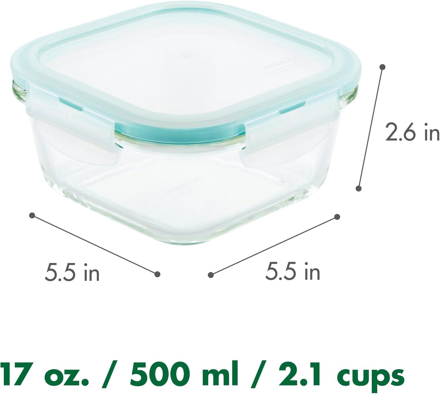 Clear Square Glass Food Storage Jar, 17-oz, BPA-free