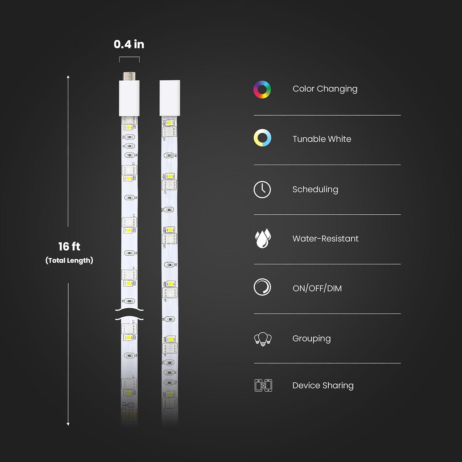 Feit Electric 16ft. LED Indoor/Outdoor Smart Color Chasing Strip Light