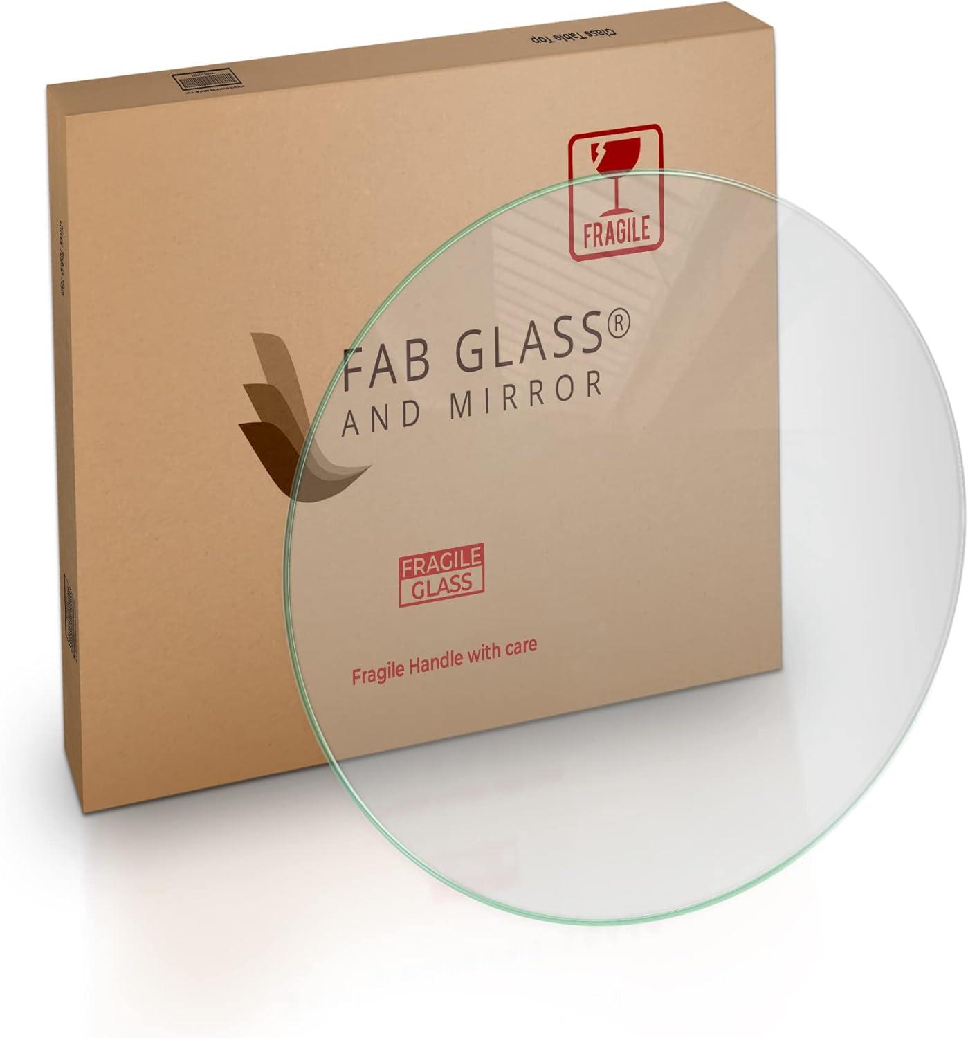 Fab Glass and Mirror Round 0.37 in. Thick Pencil Polish Tempered Glass Table Top