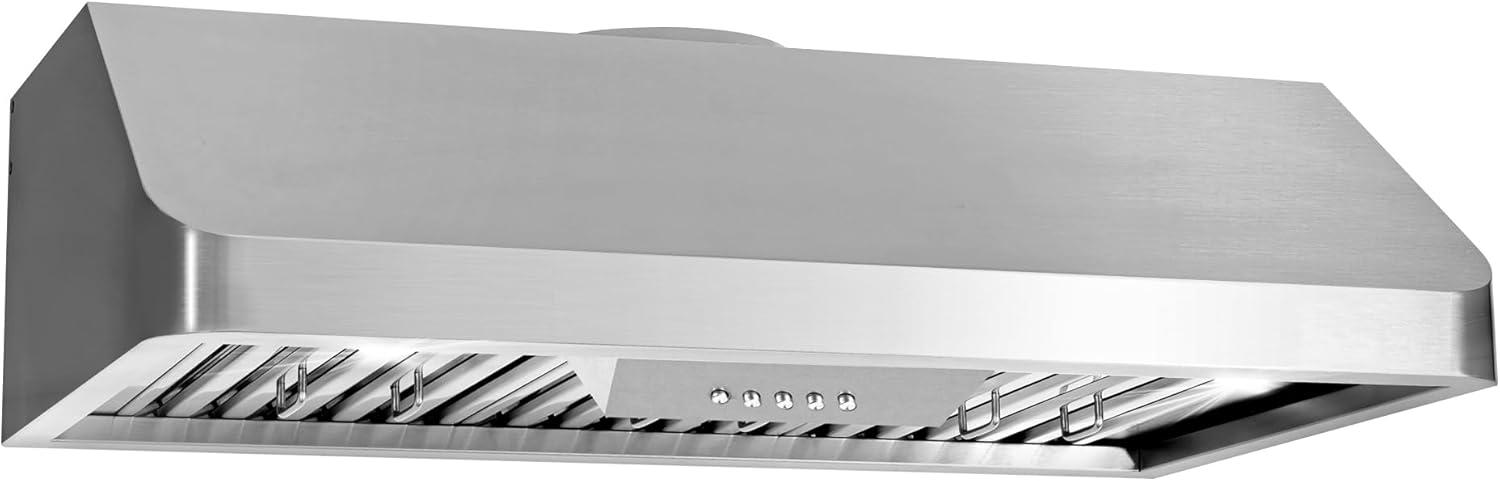 Cosmo 36 in. Ducted Under Cabinet Range Hood in Stainless Steel with Push Button Controls, Permanent Filters, LED Lights