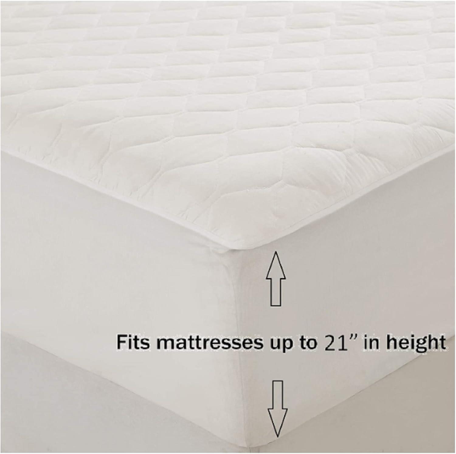 Twin XL White Cotton Heated Mattress Pad with 20 Heat Settings