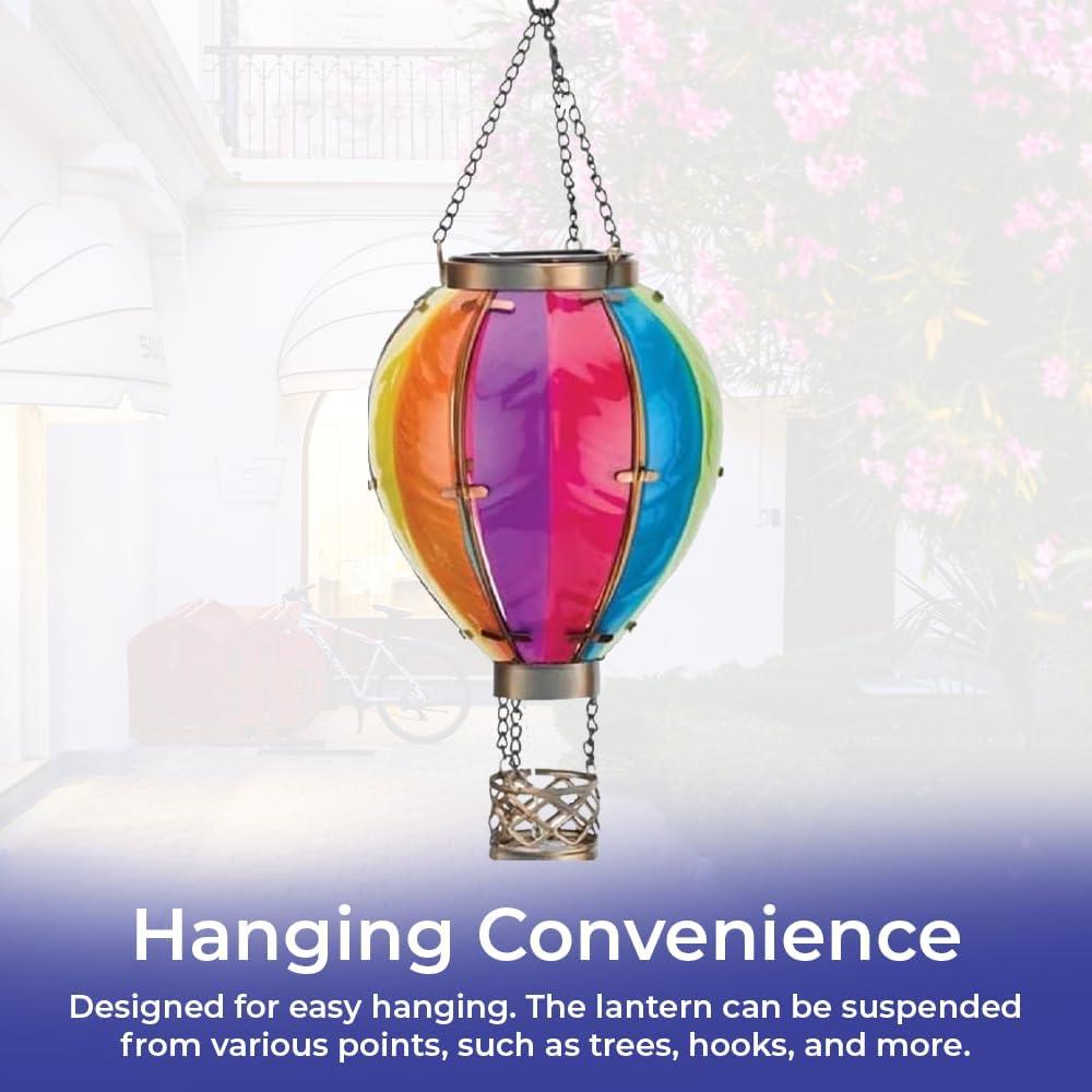 15'' Multicolor Glass Hot Air Balloon LED Lantern