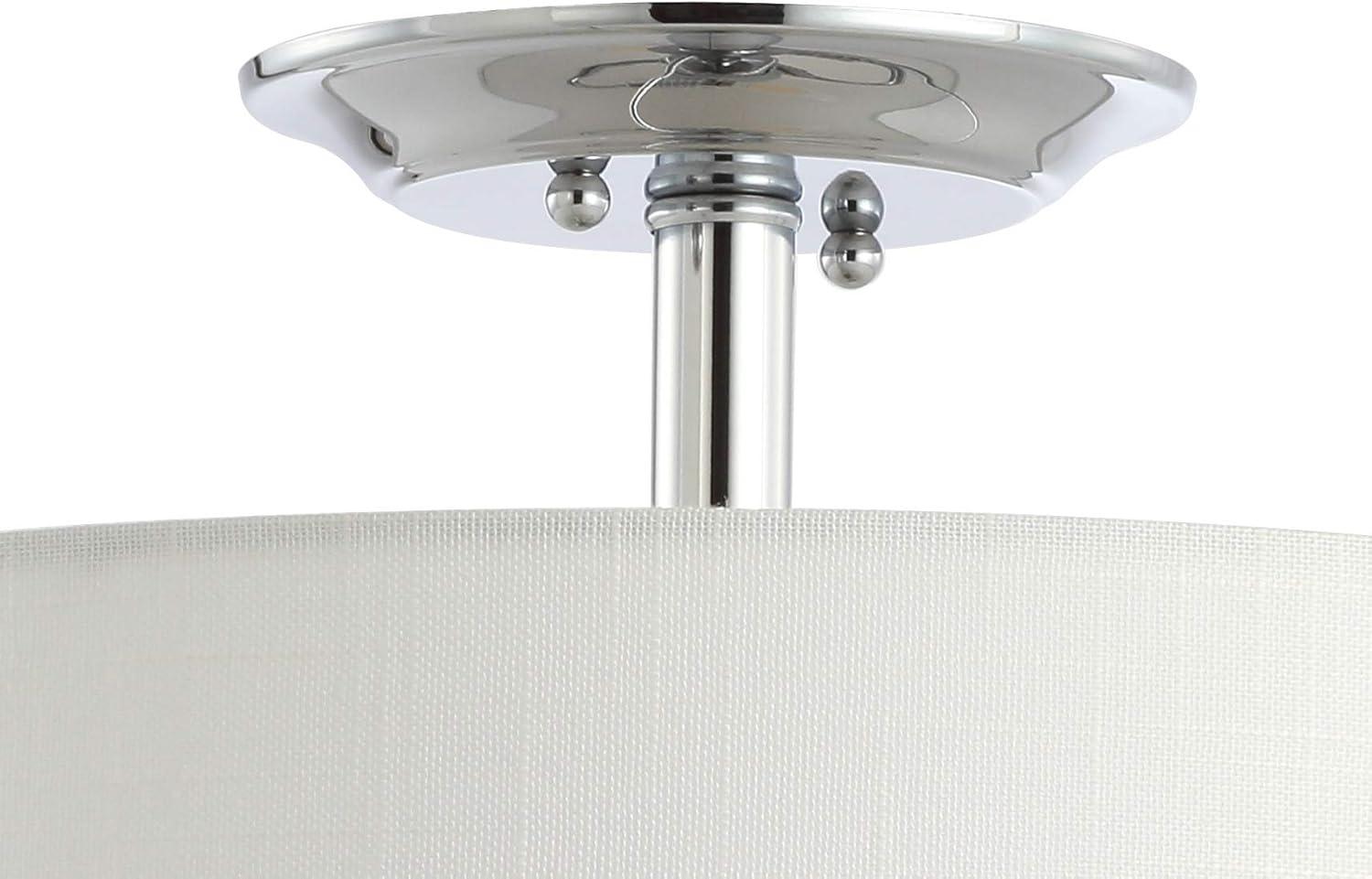15" Marc Metal/Linen LED Semi-Flush Mount Chrome - JONATHAN Y: ETL Listed, 2-Light Fixture