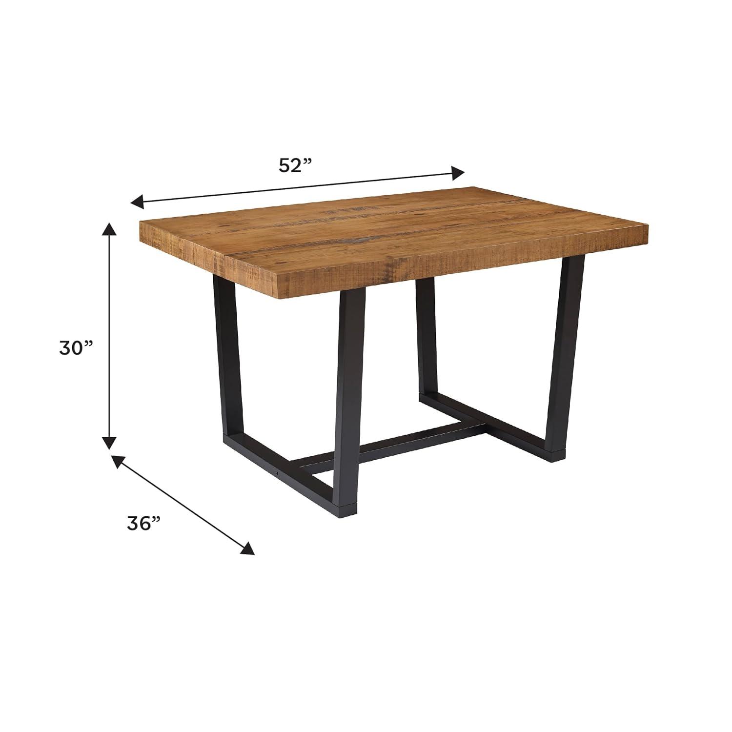 Walker Edison Rustic Distressed Solid Wood Dining Table, Rustic Oak