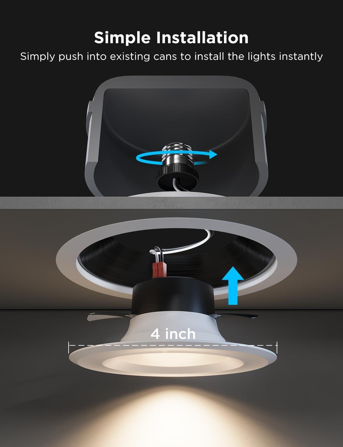 Smart RGBWW LED Recessed Downlight with App Control, 4 Pack
