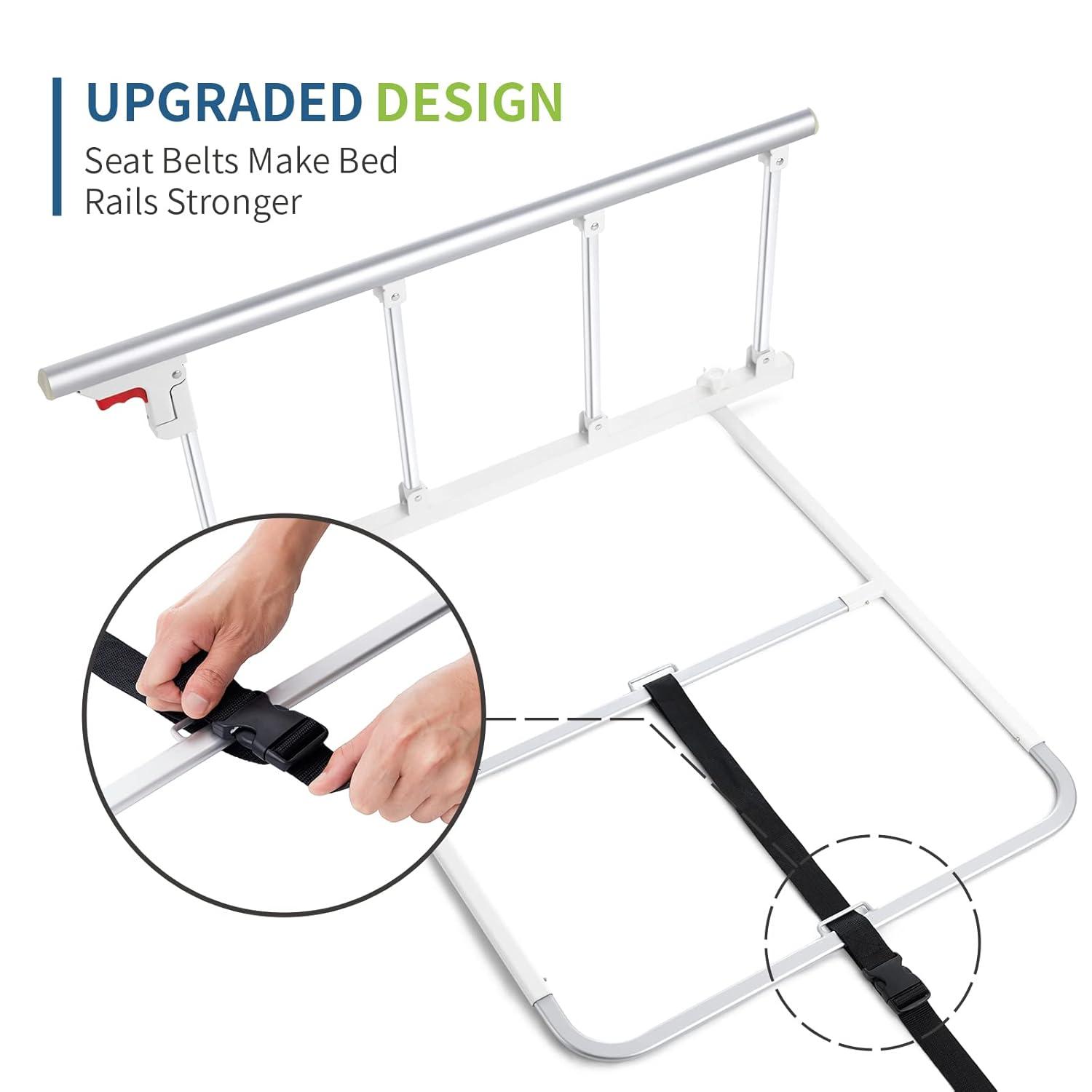 Bed Rails for Elderly Adults Safety, Folding Bedside Assist Rail Handle, Fall Prevention Safety Hand Guard Grab for Seniors & Surgery Patients, Fit King, Queen, Full, Twin(Tool-Free Assembly)