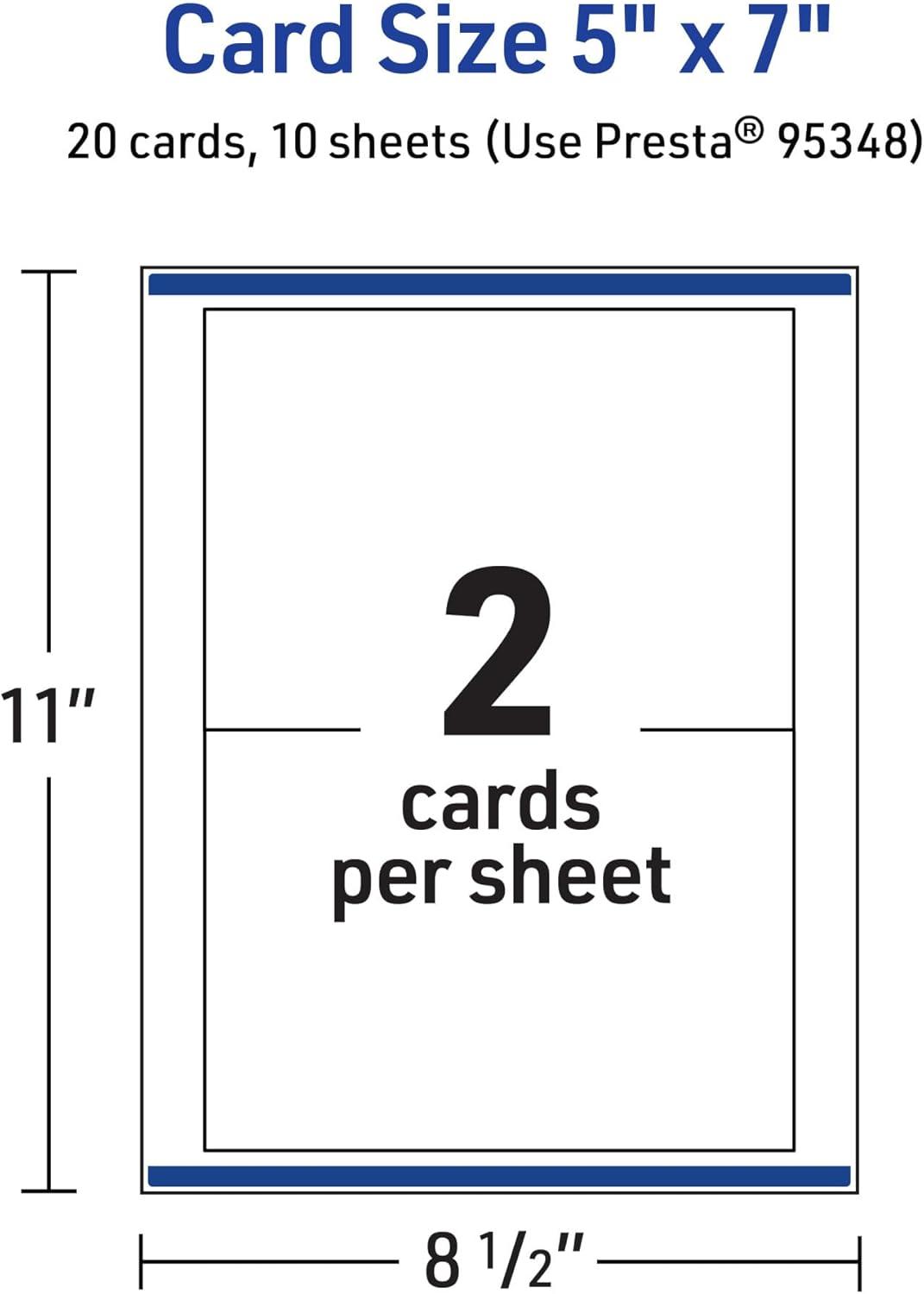 Avery Printable Rectangle Cards, 5" x 7", Matte White, 20ct