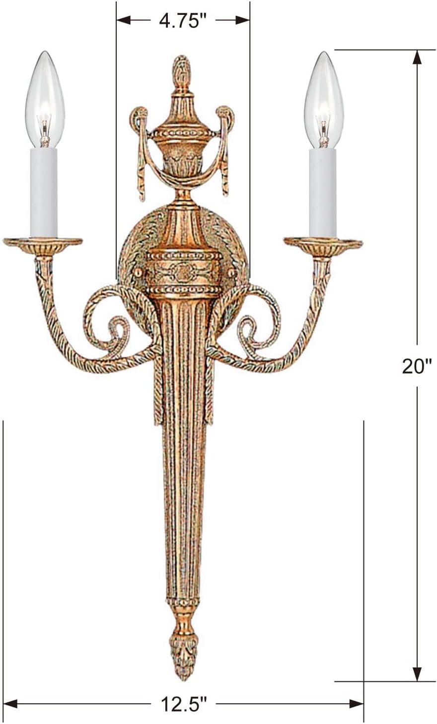 Crystorama Lighting Cast Brass Wall Mount 2 - Light Sconce in  Matte Brass