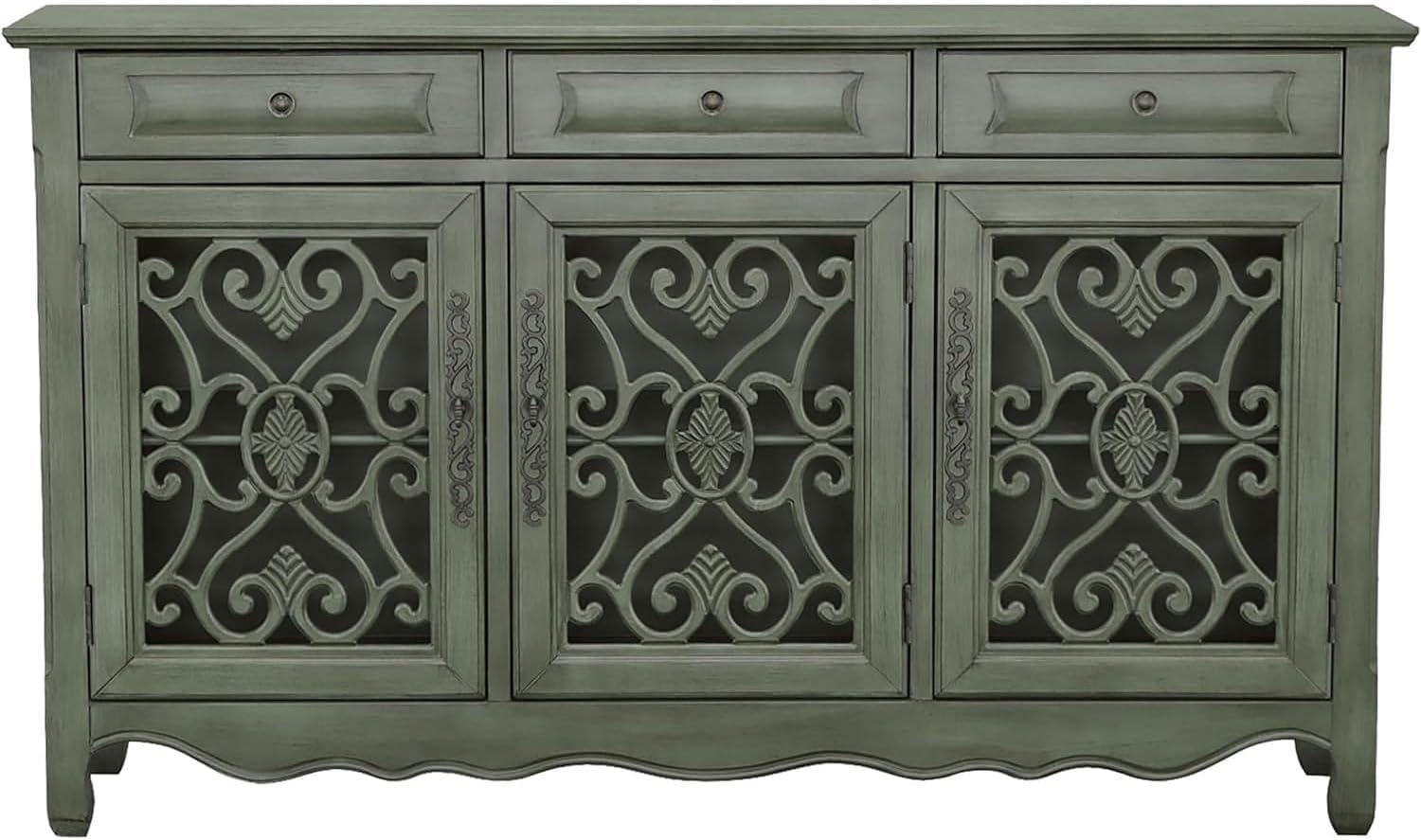 Madeline 3-door Accent Cabinet Antique Green