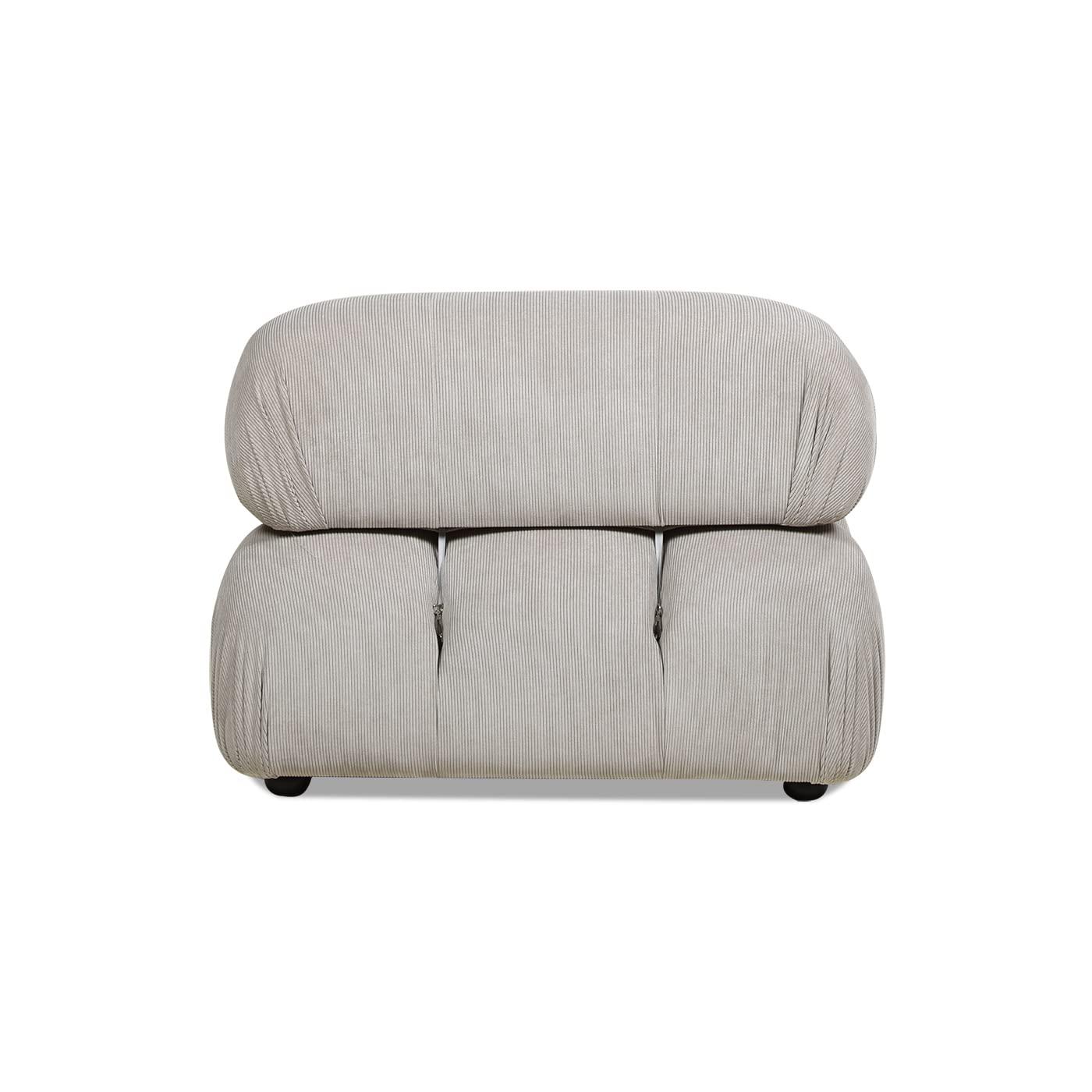 Pebble Gray Corduroy 36" Modular Accent Chair with Wood Frame