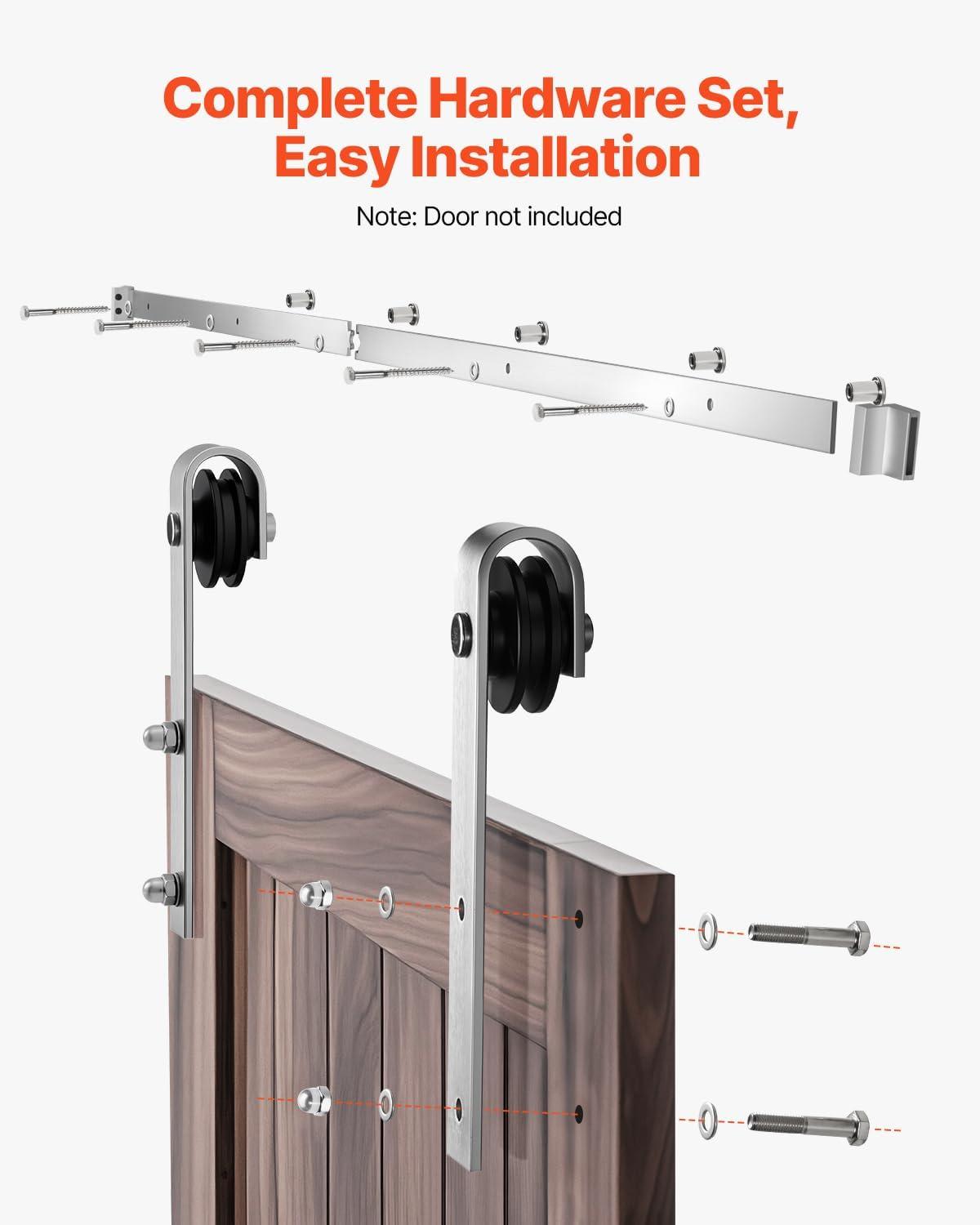 VEVOR Black Steel Single Door Barn Door Hardware Kit Standard Single