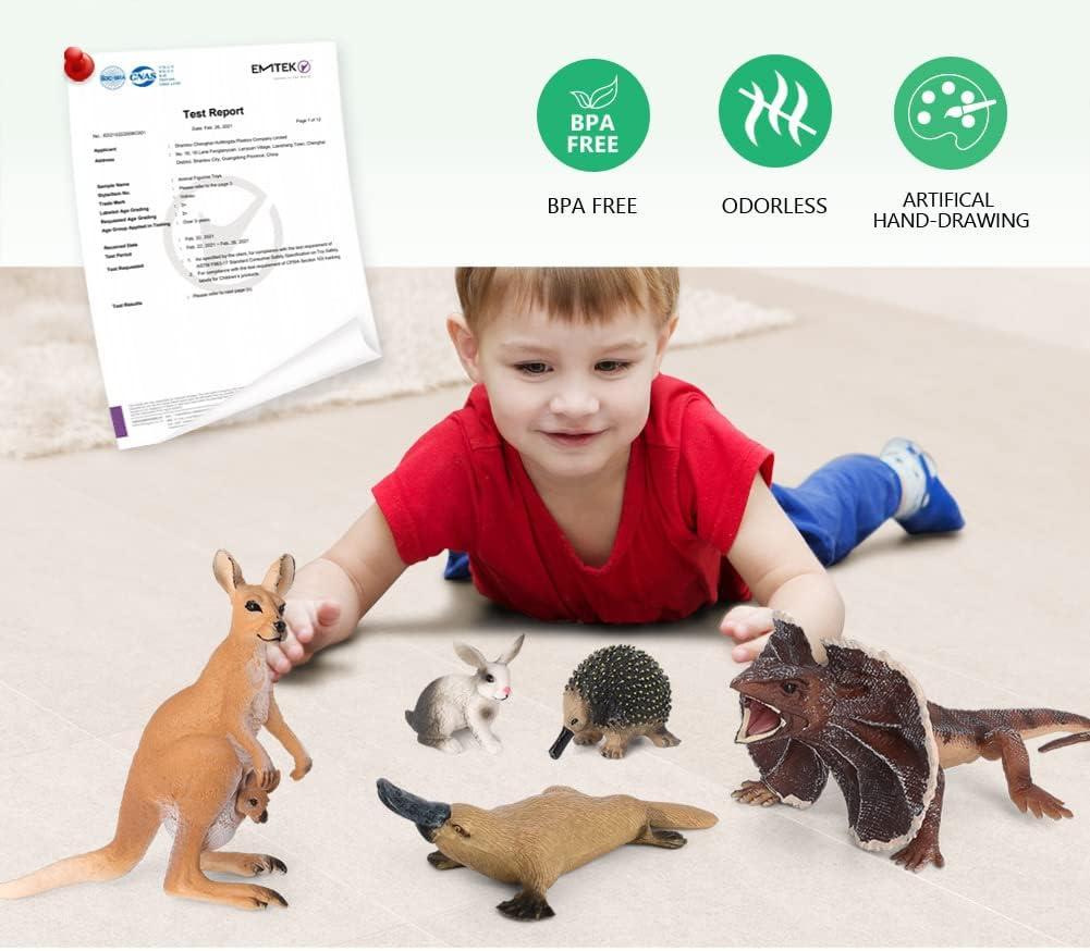 Volnau Animal Toys Figurines 12Pcs Australia Animal Figures Zoo Pack Educational Kangaroo Koala Sets