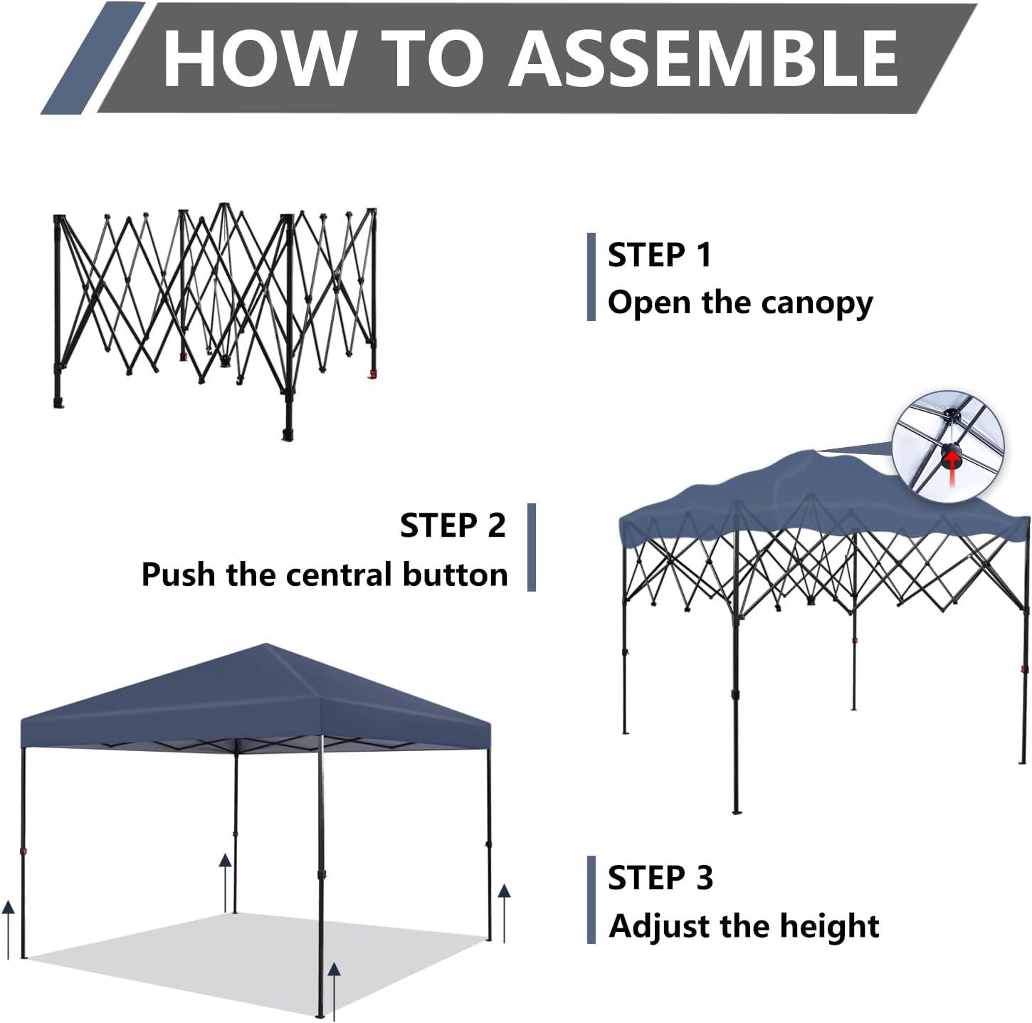 Blue 10x10 Waterproof Pop-Up Canopy Tent with Sand Bags