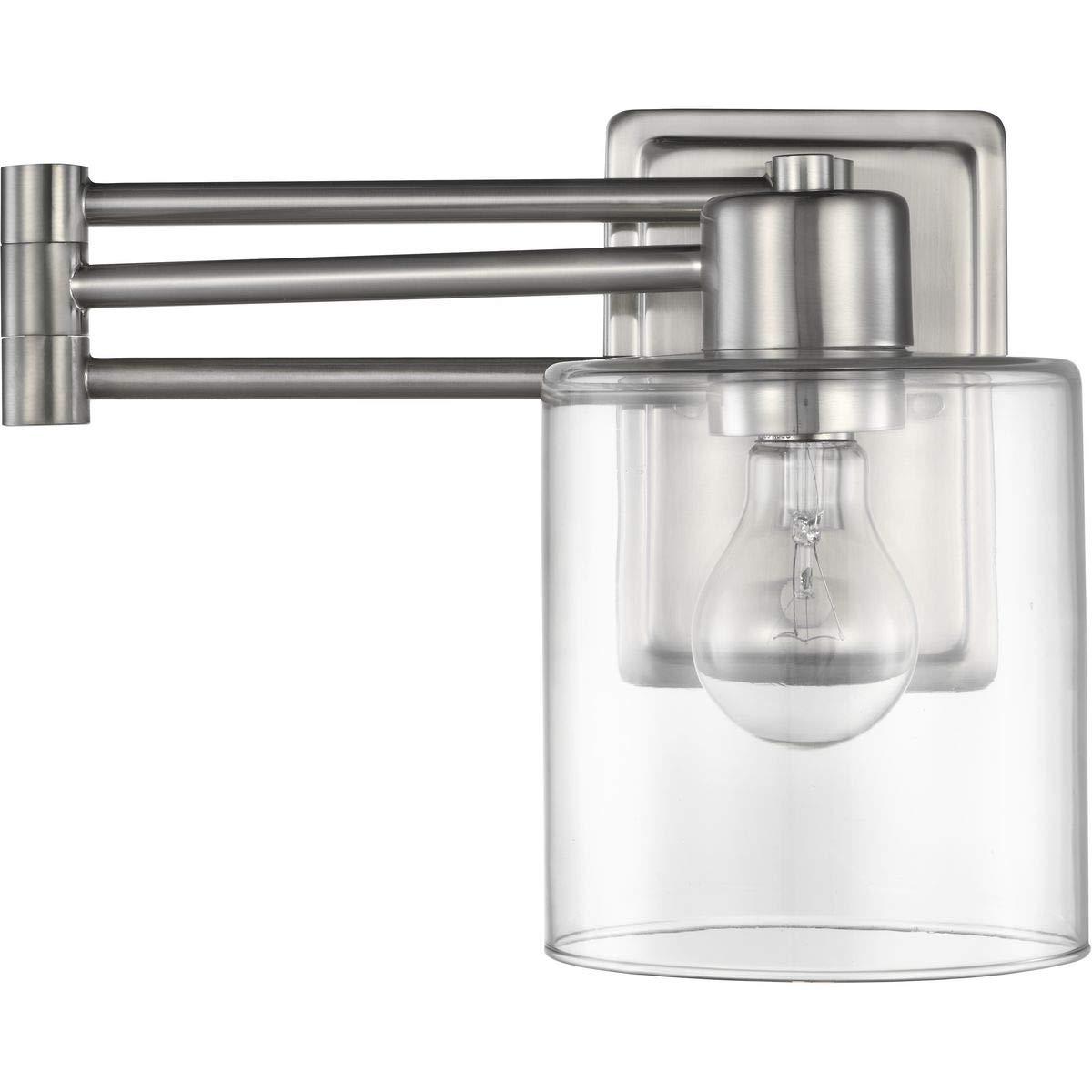 Progress Lighting Milner 1-Light Wall Bracket, Brushed Nickel, Clear Glass Shade