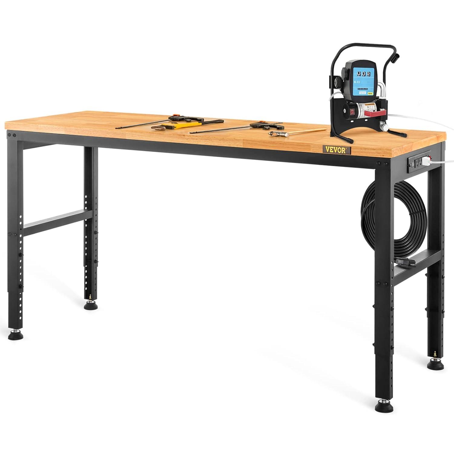 VEVOR 48'' W Wood Top Height-Adjustable Workbench