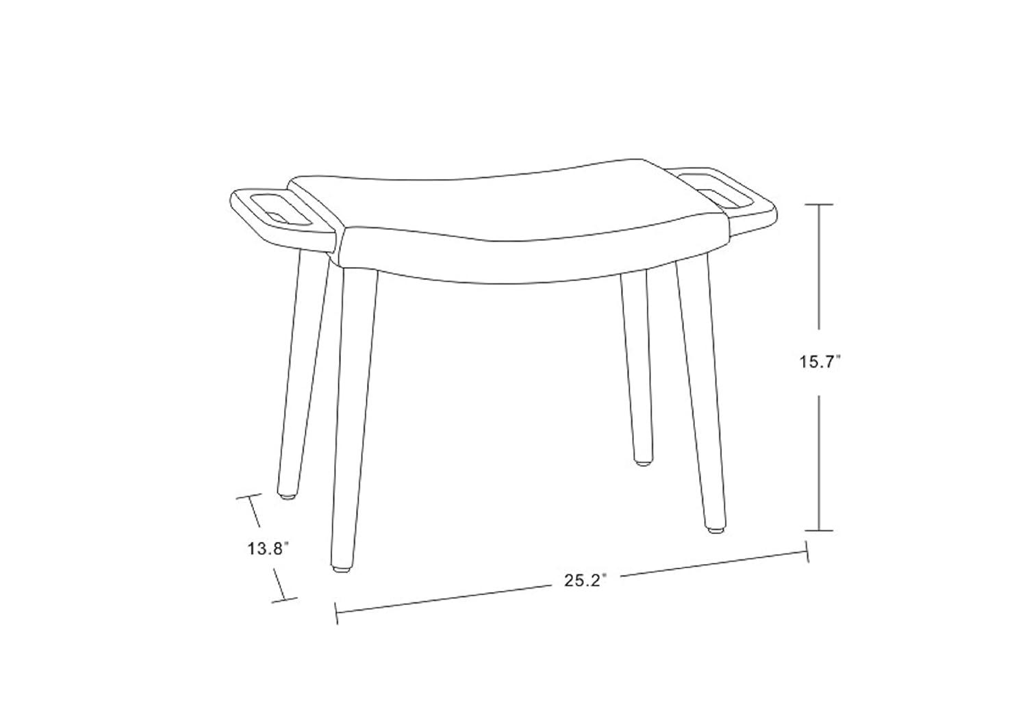 Manhattan Comfort Geta Ottoman Charcoal: Upholstered Linen Footstool, Ash Wood Legs, No Assembly Required