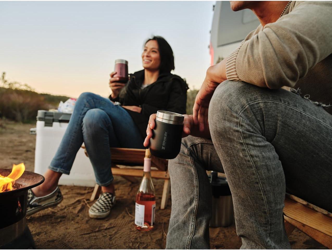 Stanley 10 oz Everyday Wine Tumbler Matte Black: Stainless Steel, Dishwasher-Safe, Hot/Cold Drinkware, All Ages