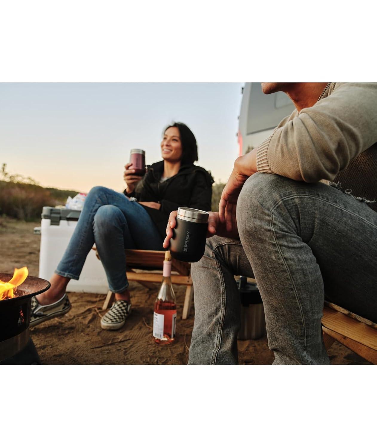 Stanley 10 oz Everyday Wine Tumbler Matte Black: Stainless Steel, Dishwasher-Safe, Hot/Cold Drinkware, All Ages
