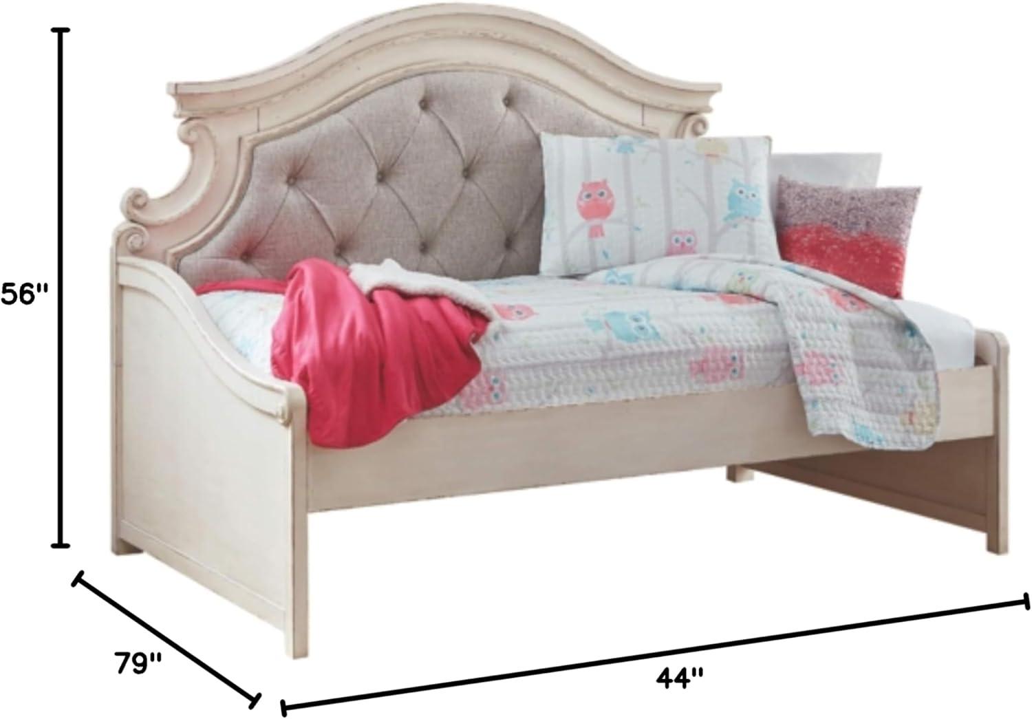 White Twin Rustic Upholstered Tufted Daybed with Headboard