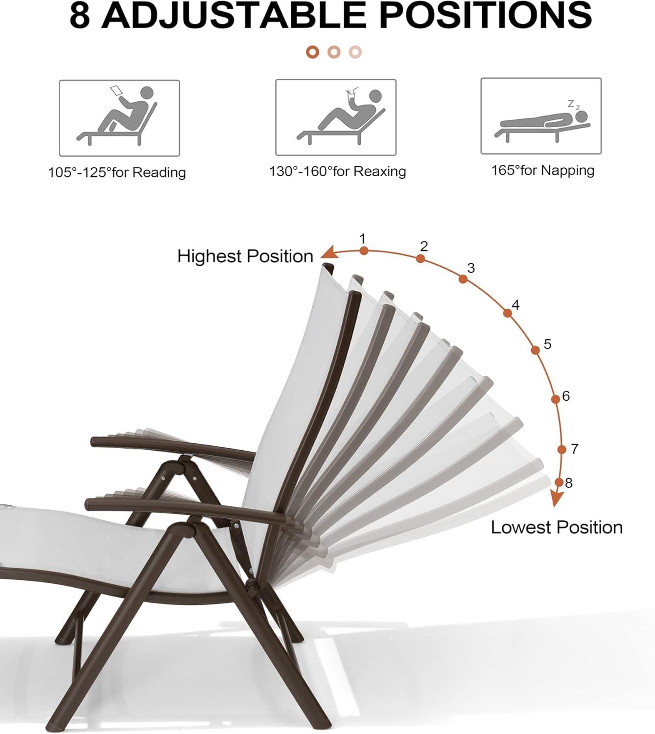 2pc Outdoor Aluminum Adjustable Chaise Lounges - Light Gray - Crestlive Products