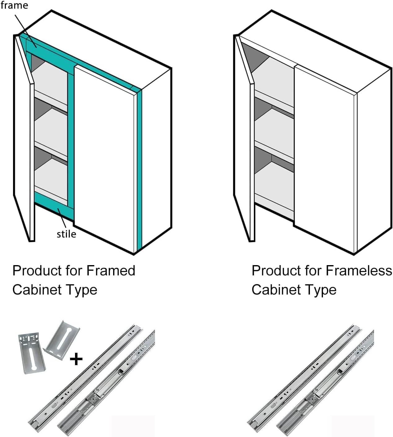 VVENACE 1 Pair 18 inch Soft Close Drawer Slides Full Extension Drawer Rails 100lb Ball Bearing Drawer Slides Side Mount Heavy Duty Slow Close Self Closing(Silver)