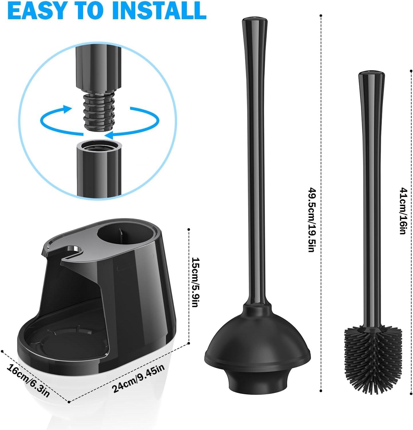 Tyuong Toilet Brush And Plunger Set 2 In 1 Plunger And Brush Set Toilet Brush Toilet Plunger And Brush Set Black Toilet Brush And Plunger Set Bathroom Plunger Household