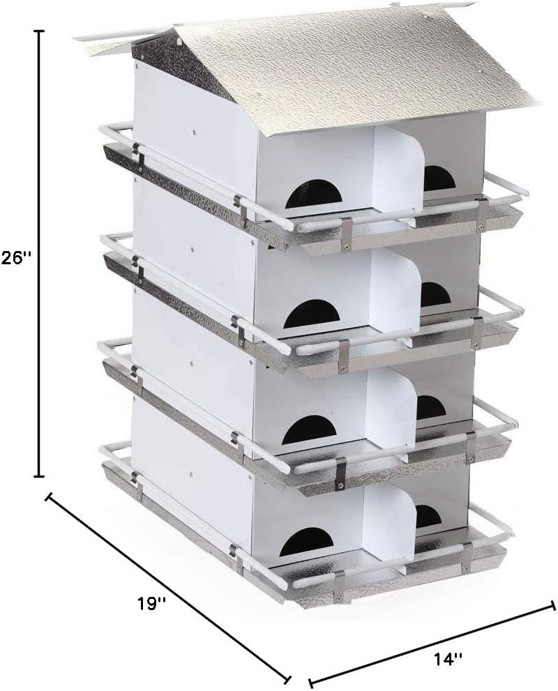 26" White and Silver Aluminum 4-Floor Purple Martin Bird House