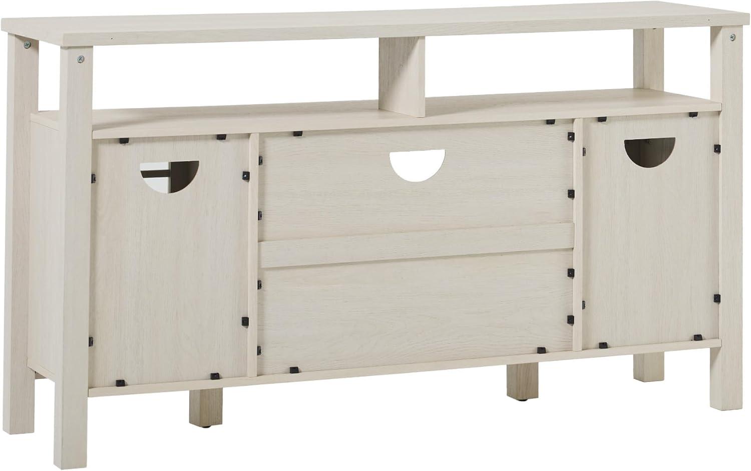 Walker Edison 58" Transitional 2-Door Windowpane TV Stand for TVs up to 65”, Ivory Oak