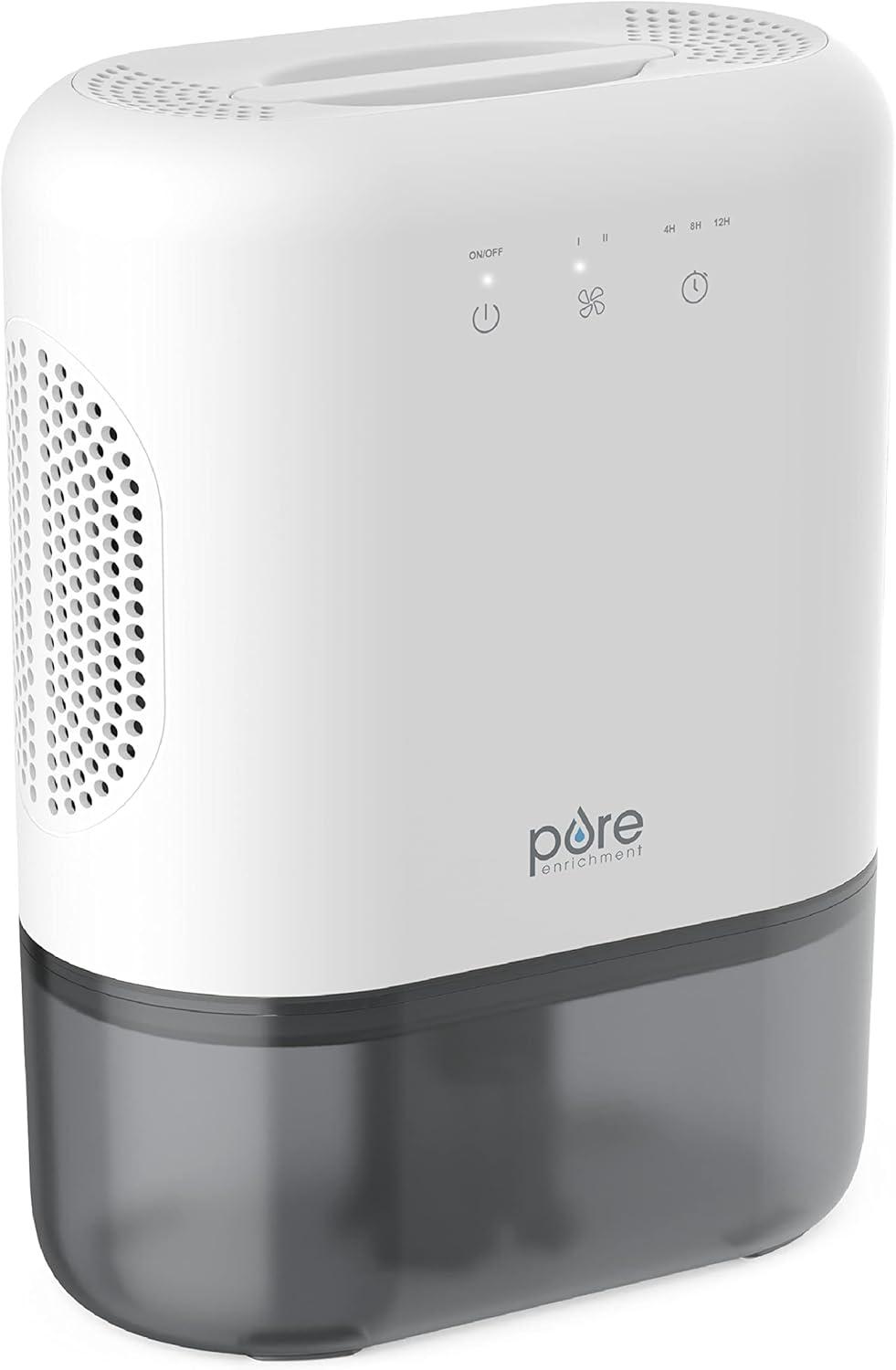 Pure Enrichment Pure Dry Elite Dehumidifier White: Small Room & Bathroom, 20 Oz/Day, Auto Shut-Off, 100-300 Sq. Ft.