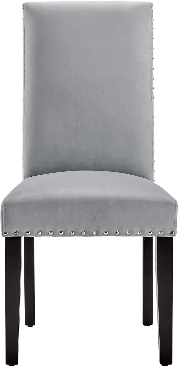 Modway Silver Orchid Lind Velvet Nailhead Trim Dining Side Chairs