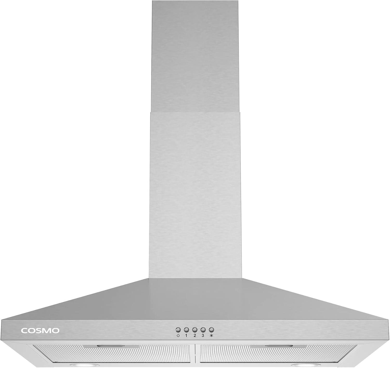 Cosmo Stainless Steel 250 CFM Ducted (Vented) Wall Range Hood with Mesh Filter