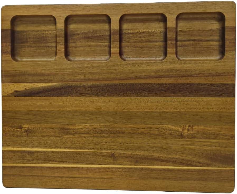 JIG JAG Solid Acasia Wood Butcher Block with Juice Grooves, 19.69" x 15.75" x 1.5"