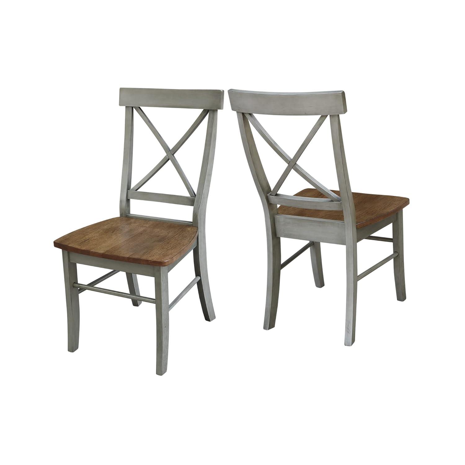 Elegant White Parawood High Cross Back Chair, Set of 2