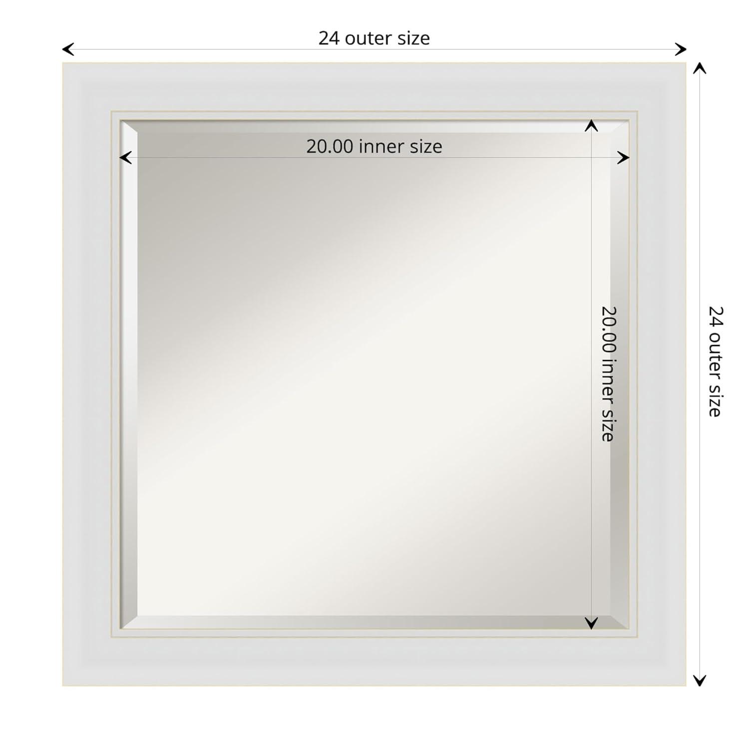 24" x 24" Flair Framed Bathroom Vanity Wall Mirror Soft White - Amanti Art: Satin Finish, Square Shape, No Assembly