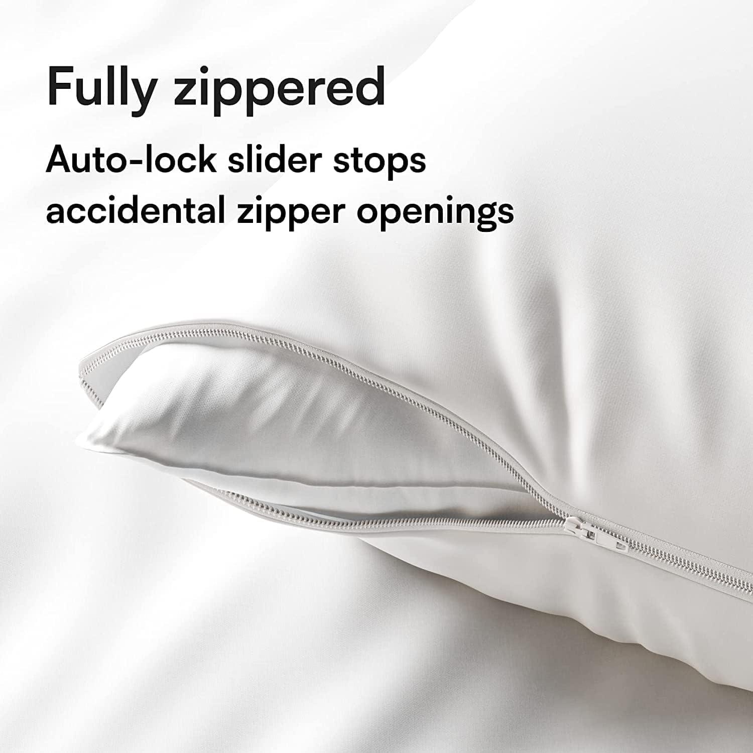 Niagara 4 Pack Waterproof Pillow Protectors King 20x36 Inches Smooth Zipper Premium Encasement Covers Quiet Cases Set White