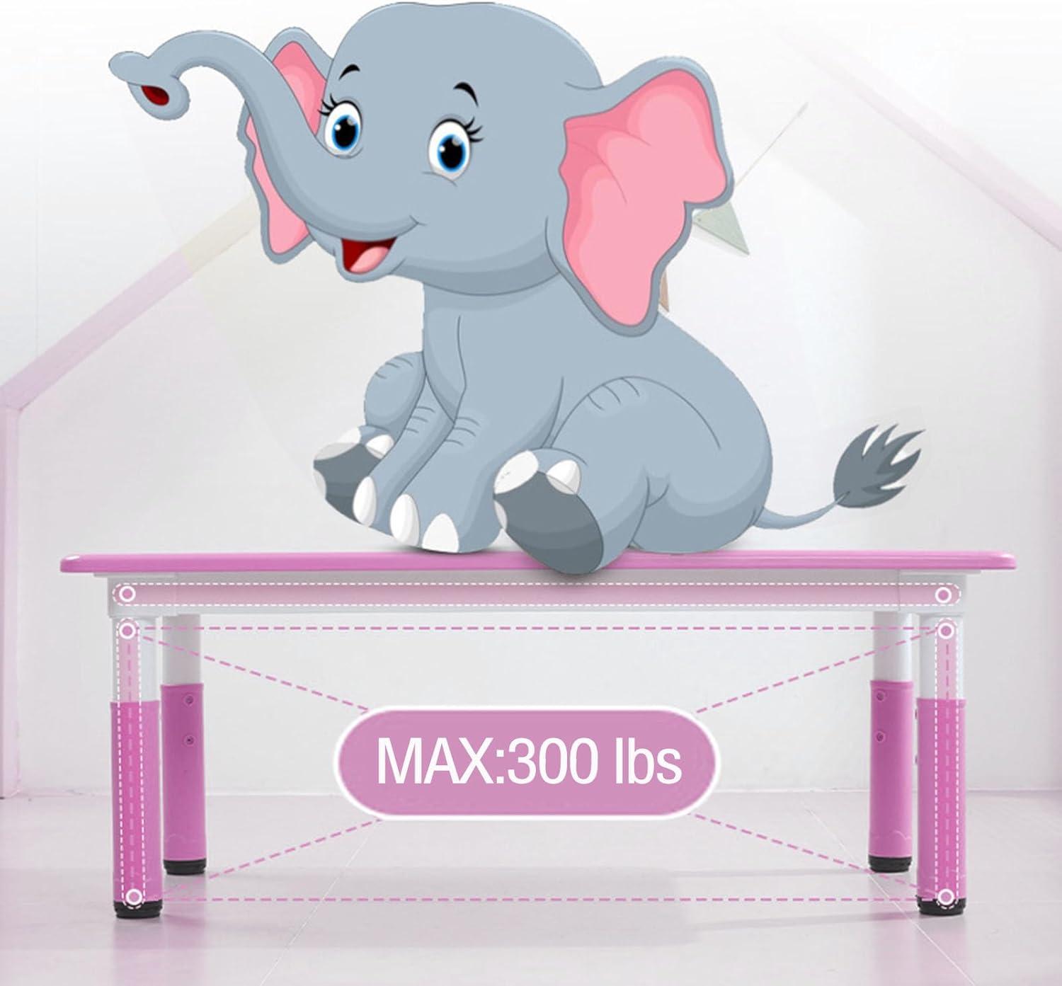 Kids Table and Chairs Set, Height Adjustable Desk With 6 Seats for Ages 2-10,Arts & Crafts Table,Graffiti Desktop, Non-Slip Legs, Max 300lbs, Children Multi-Activity Table for Classrooms,Daycares,Home